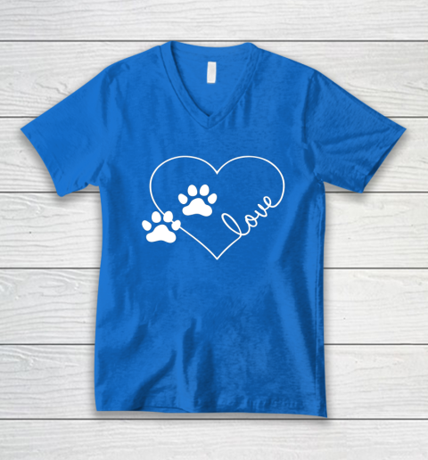 Cute Love Hearts Valentine Day Paw Print Dog Owner Dog Lover V-Neck T-Shirt 10