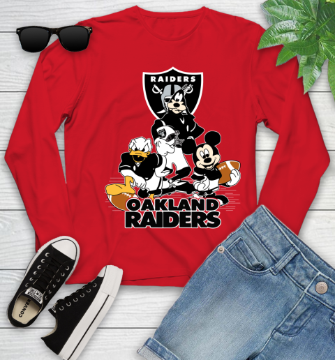 NFL Oakland Raiders Mickey Mouse Donald Duck Goofy Football Shirt Youth Long Sleeve 11