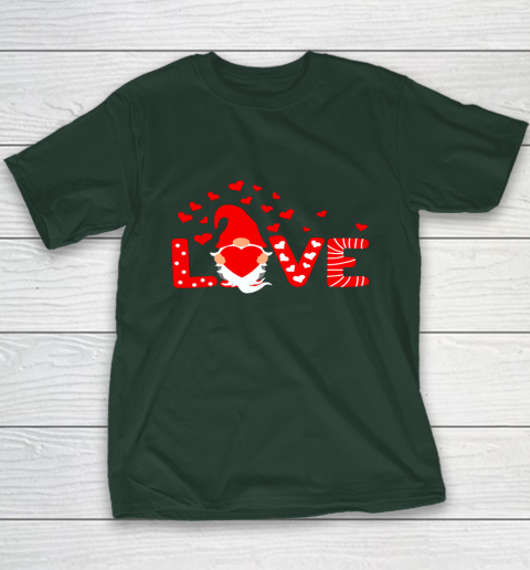 Valentine's Day LOVE Gnomies Holding Red Heart Valentine Youth T-Shirt 3