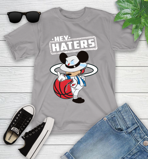 NBA Hey Haters Mickey Basketball Sports Miami Heat Youth T-Shirt 4