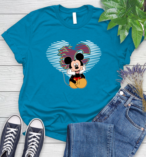 NHL Calgary Flames The Heart Mickey Mouse Disney Hockey Women's T-Shirt 10