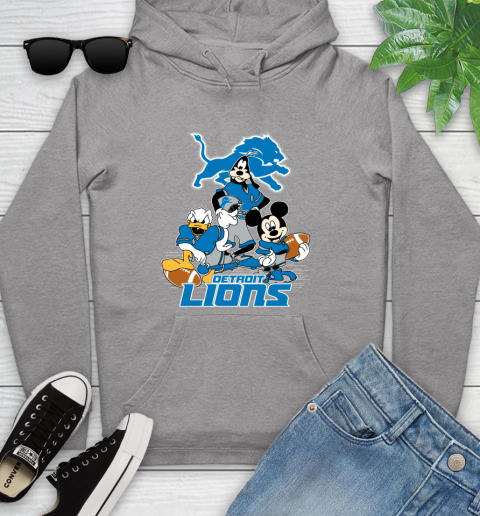 NFL Detroit Lions Mickey Mouse Donald Duck Goofy Football Shirt Youth Hoodie 6