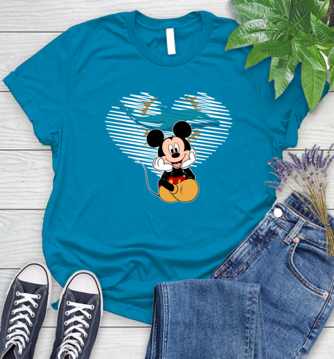 NFL Miami Dolphins The Heart Mickey Mouse Disney Football T Shirt_000 Women's T-Shirt 10