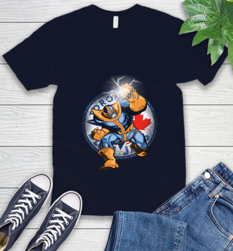 Toronto Blue Jays MLB Baseball Thanos Avengers Infinity War Marvel V-Neck T-Shirt 2