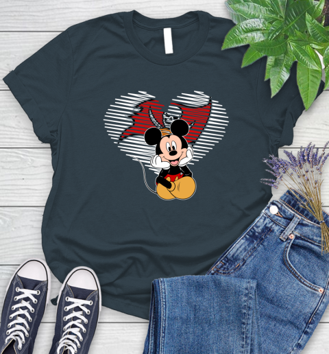 NFL Tampa Bay Buccaneers The Heart Mickey Mouse Disney Football T Shirt_000 Women's T-Shirt 11