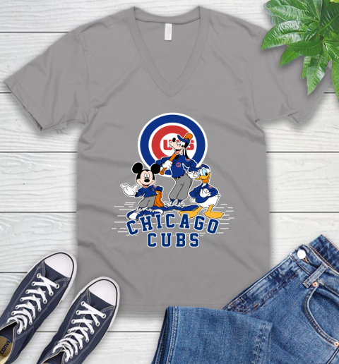 MLB Chicago Cubs Mickey Mouse Donald Duck Goofy Baseball T Shirt V-Neck T-Shirt 3