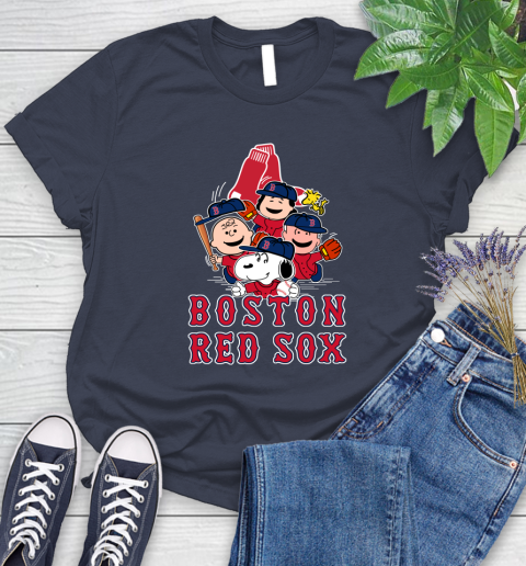 MLB Boston Red Sox Snoopy Charlie Brown Woodstock The Peanuts Movie Baseball T Shirt Women's T-Shirt 14