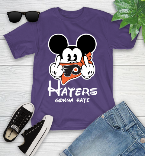 NHL Philadelphia Flyers Haters Gonna Hate Mickey Mouse Disney Hockey T Shirt Youth T-Shirt 3