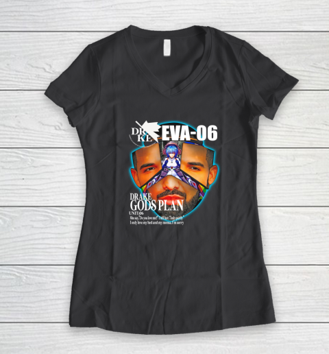 Drake Evangelion Shirt Drake Eva 06 Drake Gods Plan Women's V-Neck T-Shirt 4