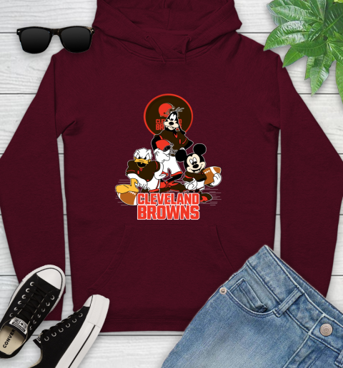 NFL Cleveland Browns Mickey Mouse Donald Duck Goofy Football Shirt Youth Hoodie 7