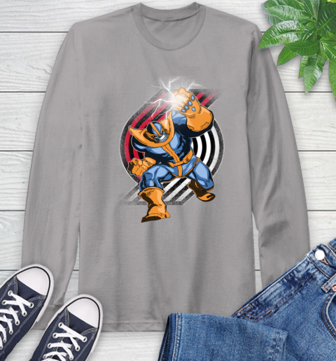 Portland Trail Blazers NBA Basketball Thanos Avengers Infinity War Marvel Long Sleeve T-Shirt 6