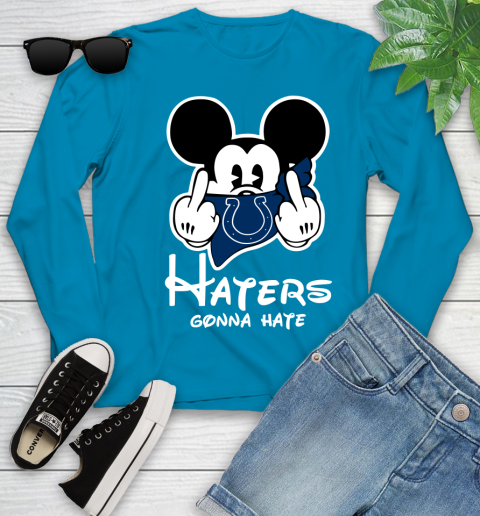 NFL Indianapolis Colts Haters Gonna Hate Mickey Mouse Disney Football T Shirt Youth Long Sleeve 8