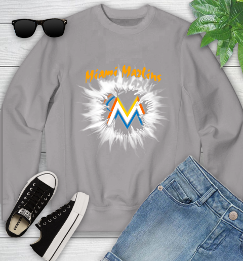 Miami Marlins MLB Baseball Adoring Fan Rip Sports Youth Sweatshirt 3