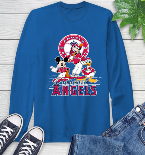 MLB Los Angeles Angels Mickey Mouse Donald Duck Goofy Baseball T Shirt Long Sleeve T-Shirt 10