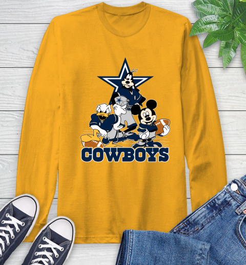 NFL Dallas Cowboys Mickey Mouse Donald Duck Goofy Football Shirt Long Sleeve T-Shirt 2