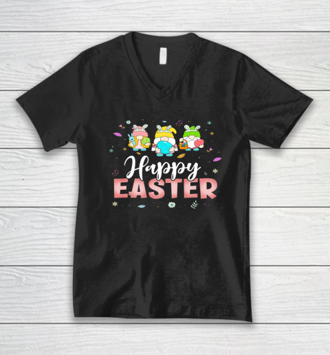 Happy Easter Day Cute Gnomes With Bunny Eggs Ears V-Neck T-Shirt