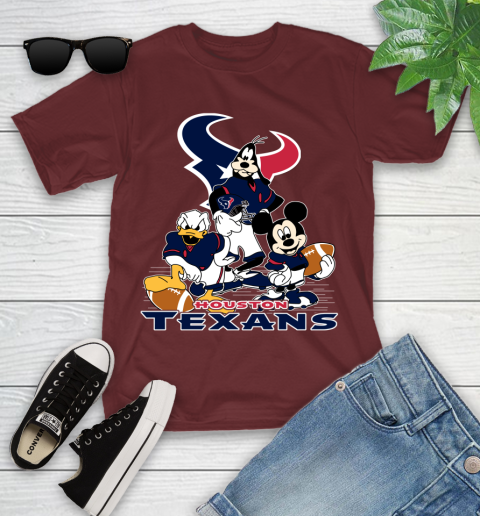 NFL Houston Texans Mickey Mouse Donald Duck Goofy Football Shirt Youth T-Shirt 14