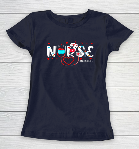 Nurse Cute Valentine's Day Valentine Heart Nurse Stethoscope Women's T-Shirt 2