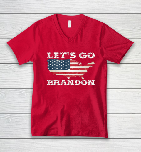 Let's Go Brandon Joe Biden Chant Impeach Biden USA Flag FJB V-Neck T-Shirt 5