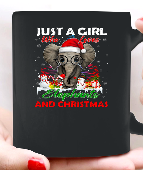 Just A Girl Who Loves Hippie Elephant Christmas Pajama Ceramic Mug 11oz