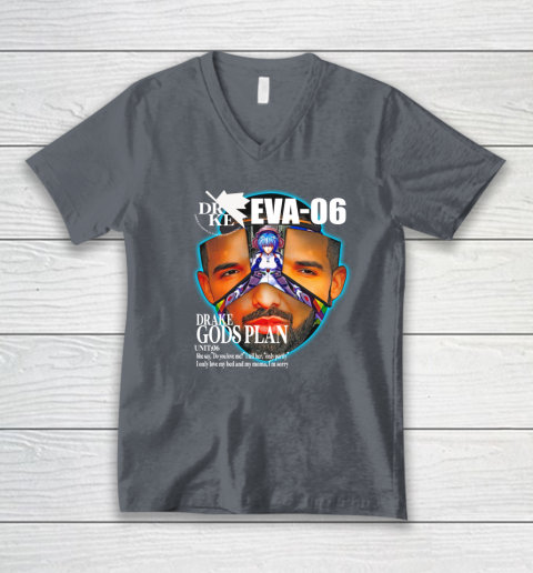 Drake Evangelion Shirt Drake Eva 06 Drake Gods Plan V-Neck T-Shirt 3