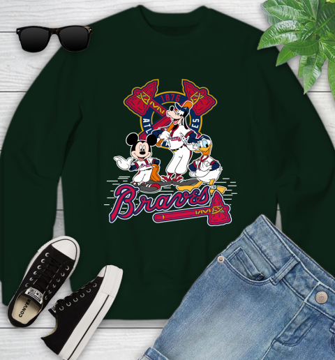 MLB Atlanta Braves Mickey Mouse Donald Duck Goofy Baseball T Shirt Youth Sweatshirt 9