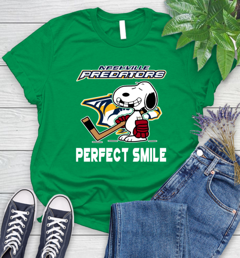 NHL Nashville Predators Snoopy Perfect Smile The Peanuts Movie Hockey T Shirt Women's T-Shirt 9