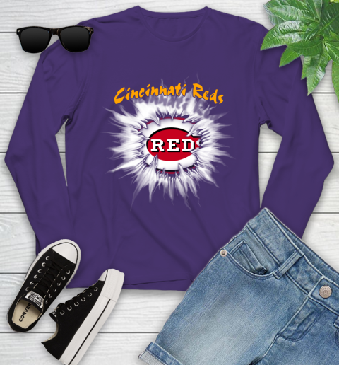 Cincinnati Reds MLB Baseball Adoring Fan Rip Sports Youth Long Sleeve 4
