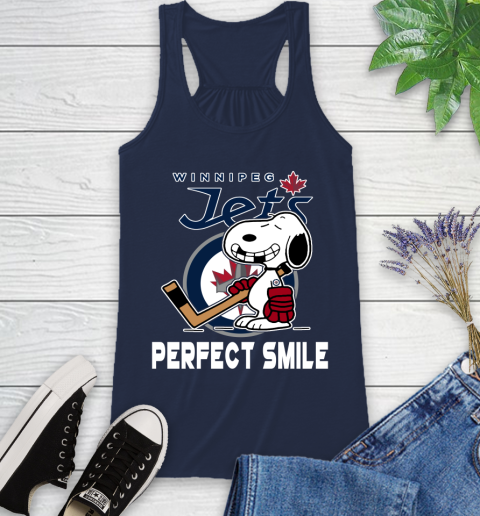 NHL Winnipeg Jets Snoopy Perfect Smile The Peanuts Movie Hockey T Shirt Racerback Tank 9