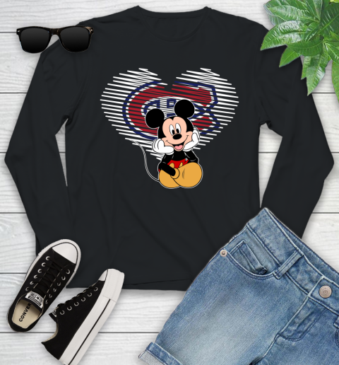 NHL Montreal Canadiens The Heart Mickey Mouse Disney Hockey Youth Long Sleeve