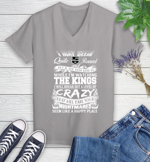 Los Angeles Kings NHL Hockey Don't Mess With Me While I'm Watching My Team Women's V-Neck T-Shirt 4
