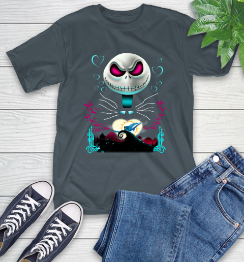 NFL Miami Dolphins Jack Skellington Sally The Nightmare Before Christmas Football T-Shirt 10