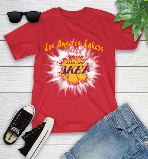 Los Angeles Lakers NBA Basketball Rip Sports Youth T-Shirt 13