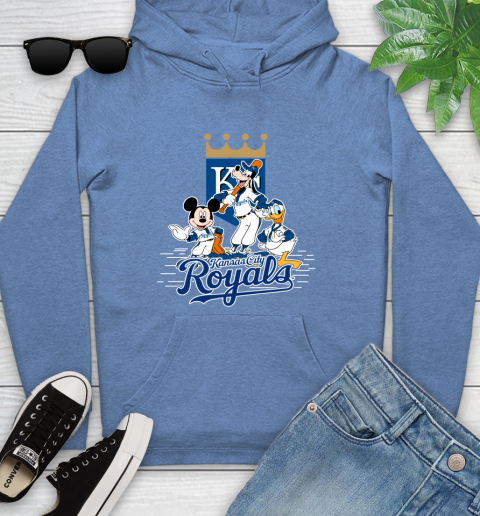 MLB Kansas City Royals Mickey Mouse Donald Duck Goofy Baseball T Shirt Youth Hoodie 13