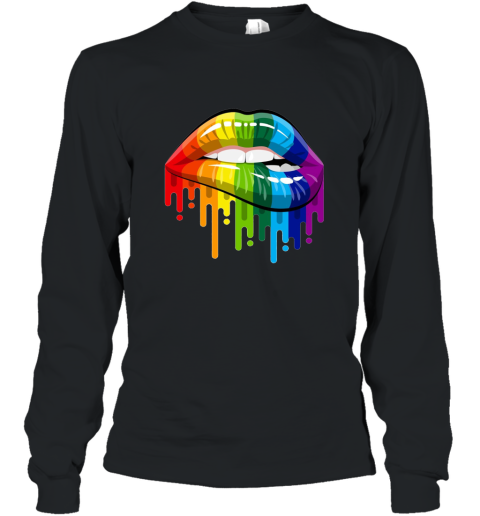 Lgbt Gay Homosexual Lesbian Rainbow Lips Pride T Shirt Long Sleeve