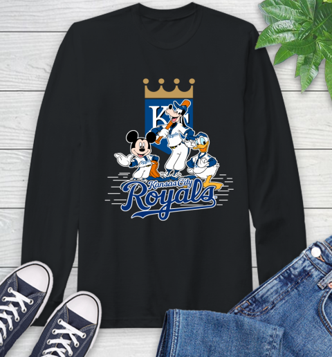 MLB Kansas City Royals Mickey Mouse Donald Duck Goofy Baseball T Shirt Long Sleeve T-Shirt