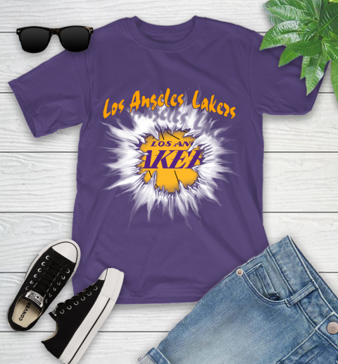 Los Angeles Lakers NBA Basketball Rip Sports Youth T-Shirt 3