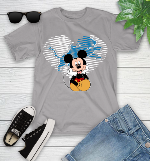NFL Detroit Lions The Heart Mickey Mouse Disney Football T Shirt_000 Youth T-Shirt 4