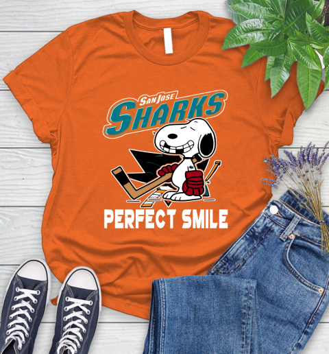 NHL San Jose Sharks Snoopy Perfect Smile The Peanuts Movie Hockey T Shirt Women's T-Shirt 3