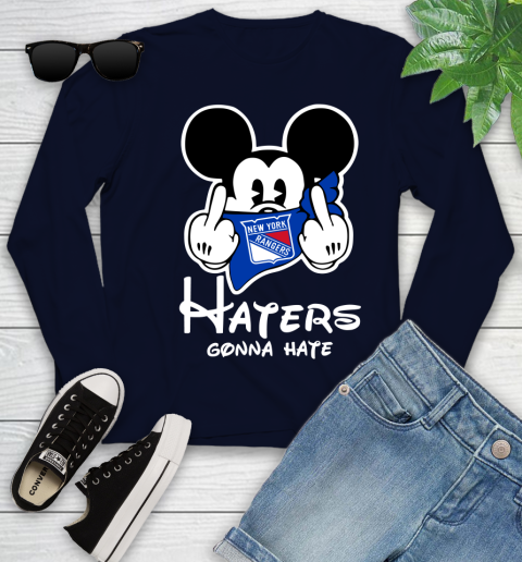 NHL New York Rangers Haters Gonna Hate Mickey Mouse Disney Hockey T Shirt Youth Long Sleeve 2