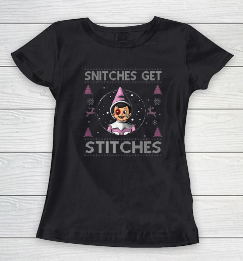 Snitches Get Stitches Shirt Funny Christmas Xmas Pajamas Ugly Women's T-Shirt