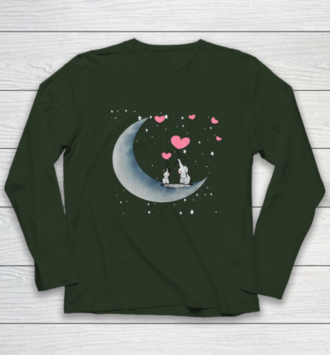 Heart Balloon Elephant Vintage Valentine Mom Crescent Moon Long Sleeve T-Shirt 3