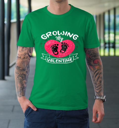 Womens Growing My Valentine literally pregnant shirt Pregnancy Wife T-Shirt 5