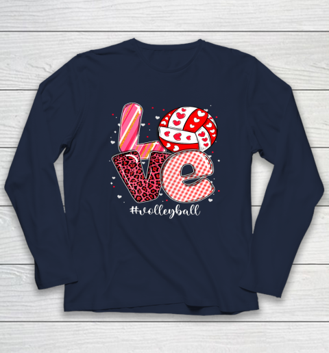 Funny Valentine Volleyball Player Sport Lovers Family Outfit Long Sleeve T-Shirt 2