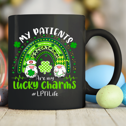 Gnome Patients Are My Lucky Charms LPN Life St Patricks Day Ceramic Mug 11oz