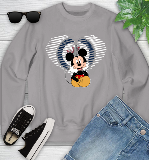 NHL Winnipeg Jets The Heart Mickey Mouse Disney Hockey Youth Sweatshirt 3