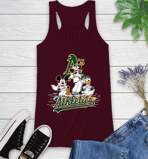 MLB Oakland Athletics Mickey Mouse Donald Duck Goofy Baseball T Shirt Racerback Tank 2