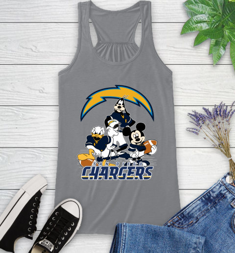 NFL San Diego Chargers Mickey Mouse Donald Duck Goofy Football Shirt Racerback Tank 4