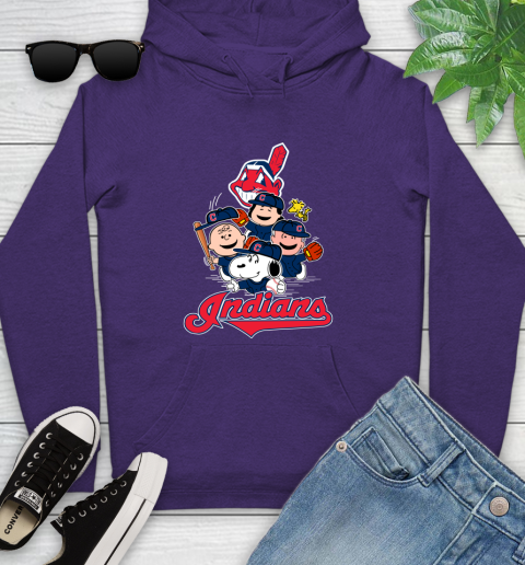 MLB Cleveland Indians Snoopy Charlie Brown Woodstock The Peanuts Movie Baseball T Shirt_000 Youth Hoodie 5