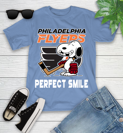NHL Philadelphia Flyers Snoopy Perfect Smile The Peanuts Movie Hockey T Shirt Youth T-Shirt 15